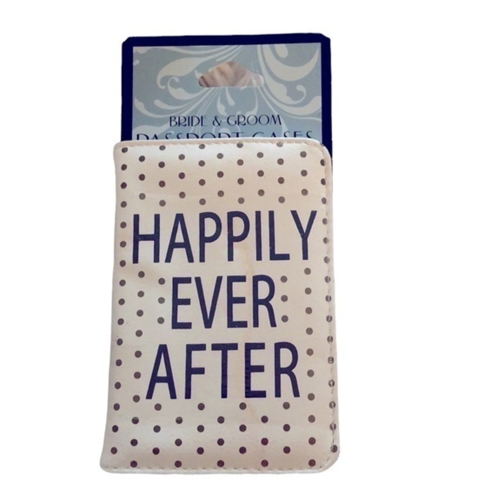 BRIDE & GROOM POLKA DOT PASSPORT CASE HAPPILY EVER AFTER